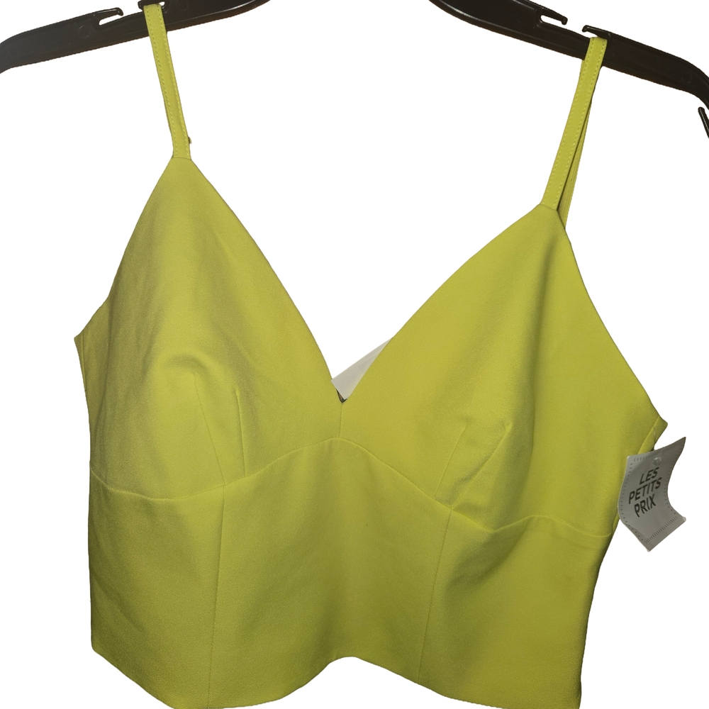 Morgan De Toi Yellow Spaghetti Strap Crop Top